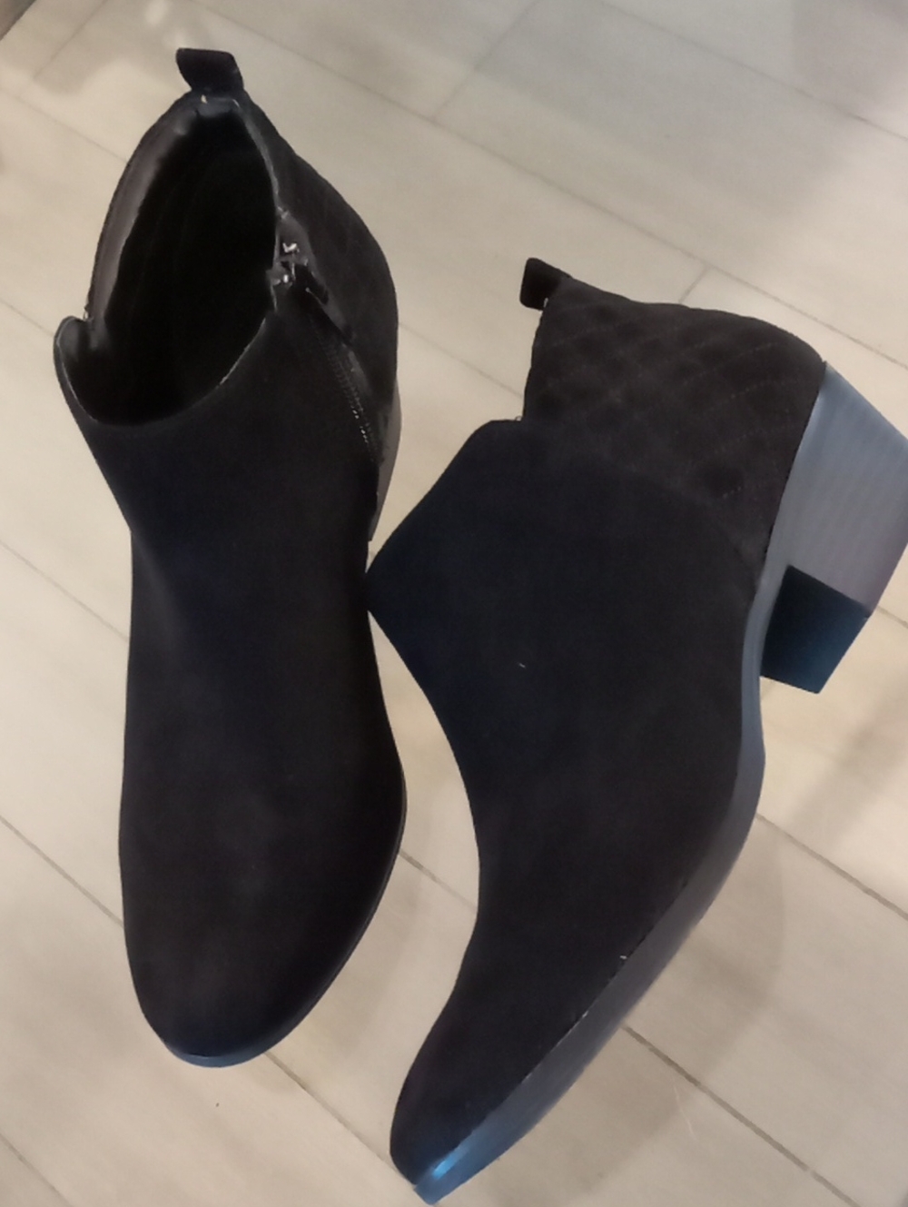 Style & Co. Black Suede Ankle Booties with Low Block Heel